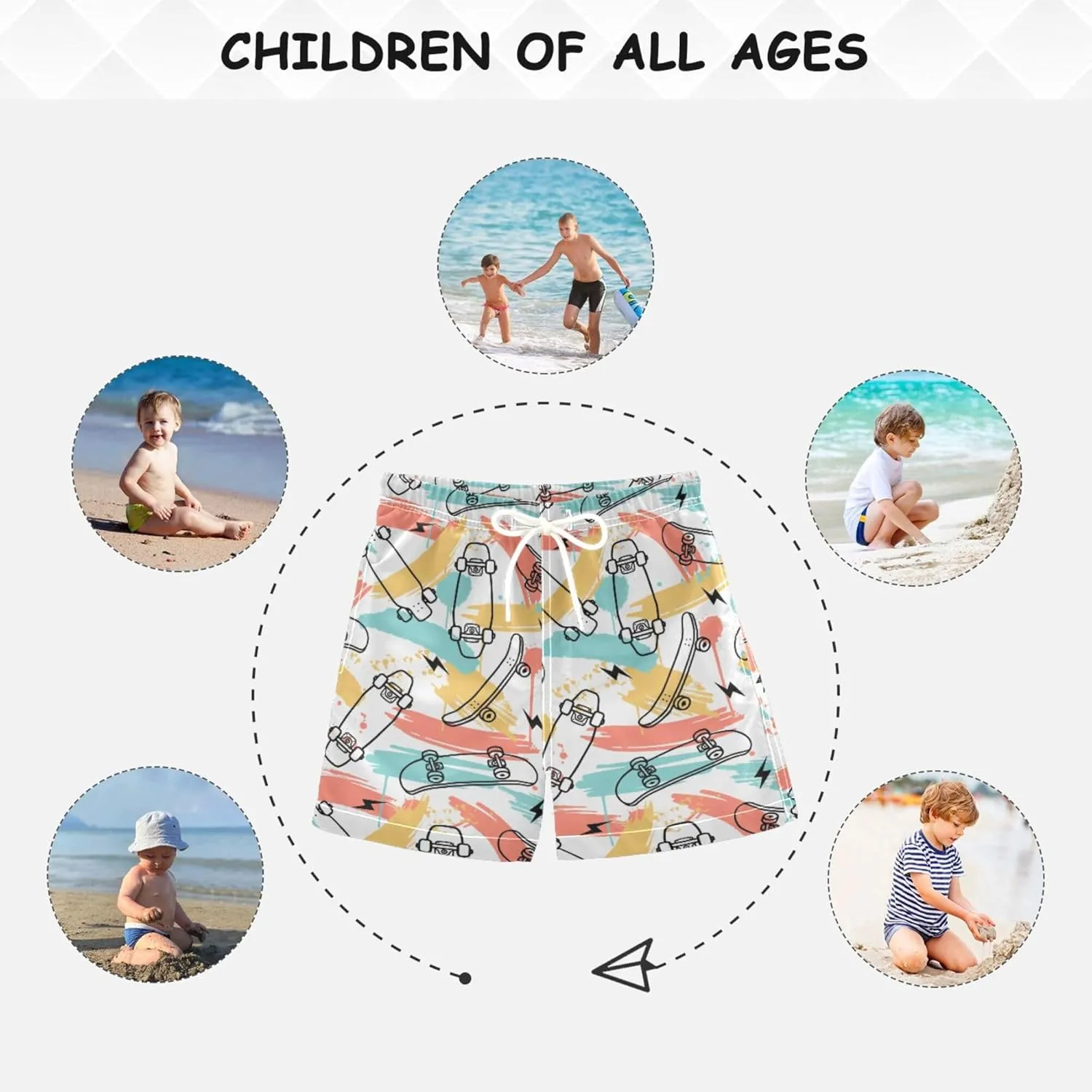 Aslsiy Boys' Swim Trunks Boys Beach Board Shorts Girls Girls Quick Dry Swimwear 2-12T