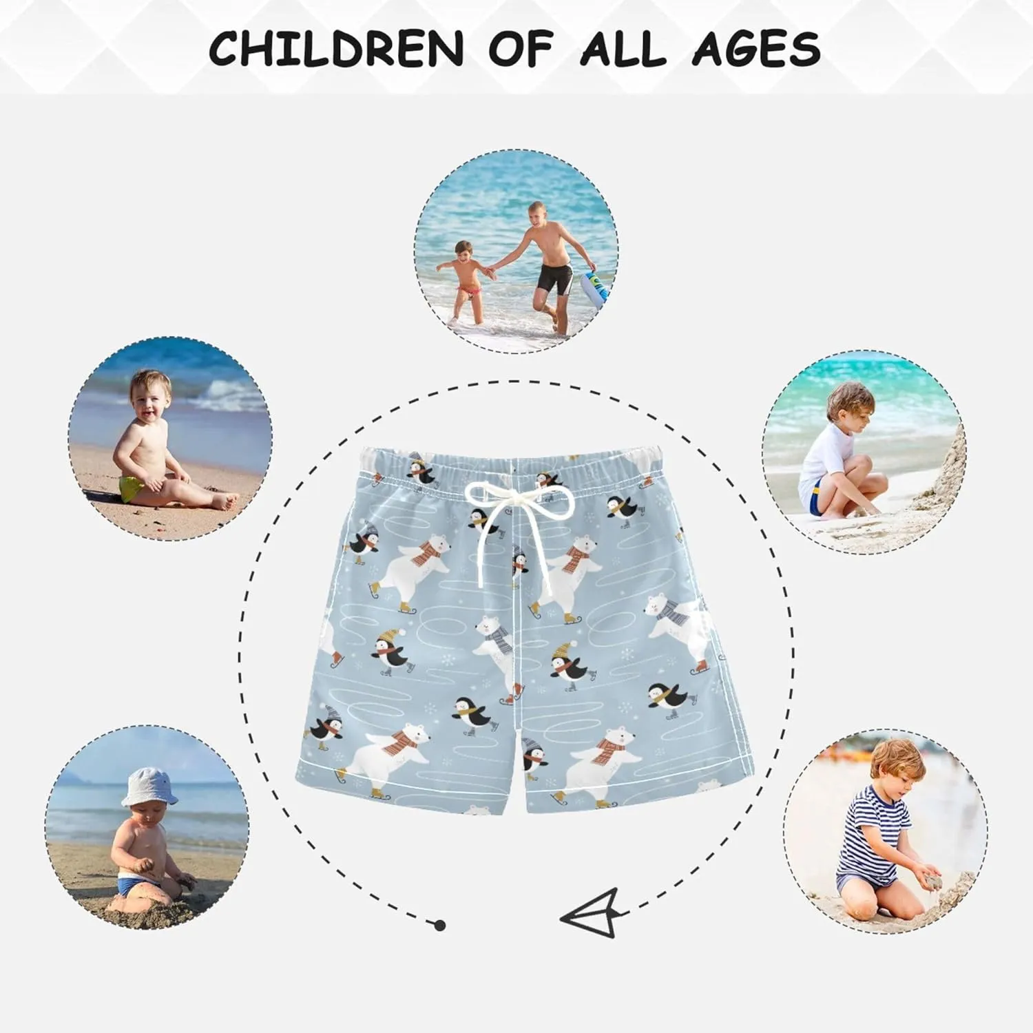 Aslsiy Boys' Swim Trunks Boys Beach Board Shorts Girls Girls Quick Dry Swimwear 2-12T
