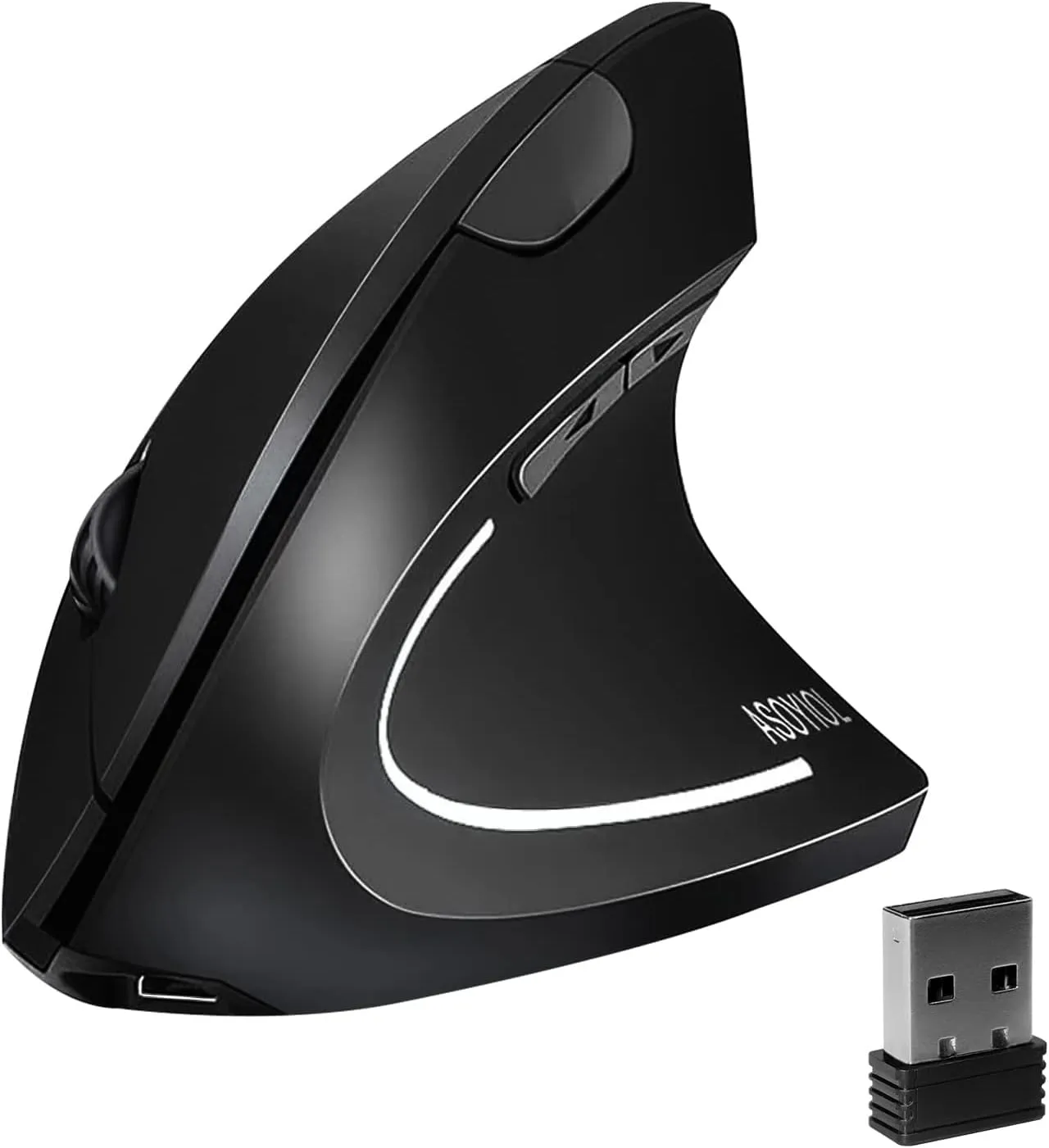 ASOYIOL Ergonomic Mouse Wireless,Vertical Mouse with USB Receiver 6 Buttons 800/1200/1600 Computer Mouse for Laptop PC(Right Hand,Black)