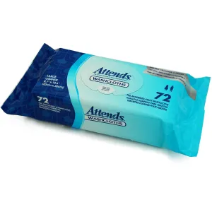 Attends Washcloths No-Rinse Disposable Cleansing Wipes for Incontinence, 7.8"x11.8", Hypoallergenic Alcohol-Free with Aloe, Scented, 864ct Case