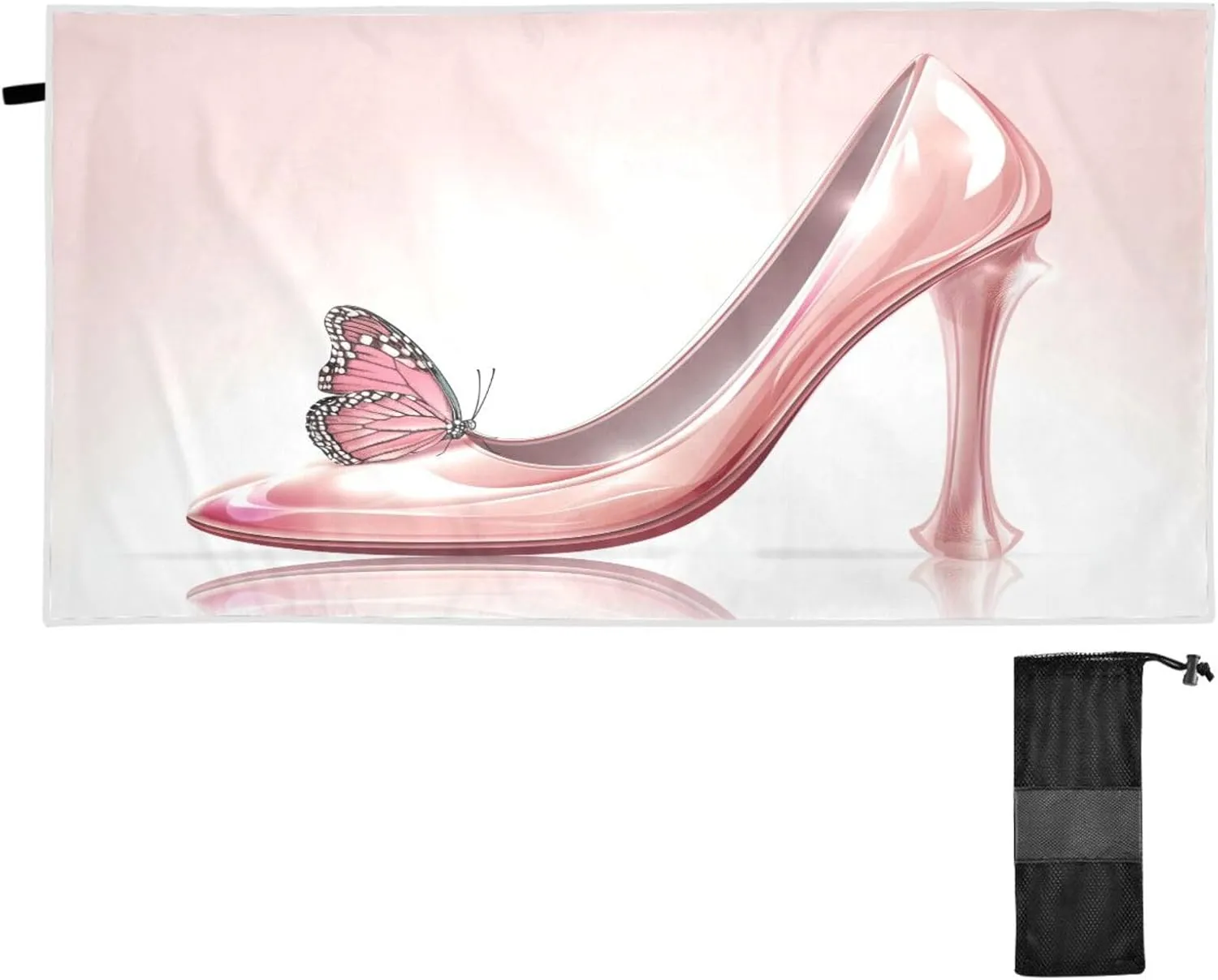 ATTX Elegant Pink High Heel Shoes Beach Towel 31x71 Inch - Lightweight Quick Dry Sand Resistant Microfiber Towel Blanket for Pool, Yoga, Gym & Travel | Multipurpose Swim Bath Sports #594