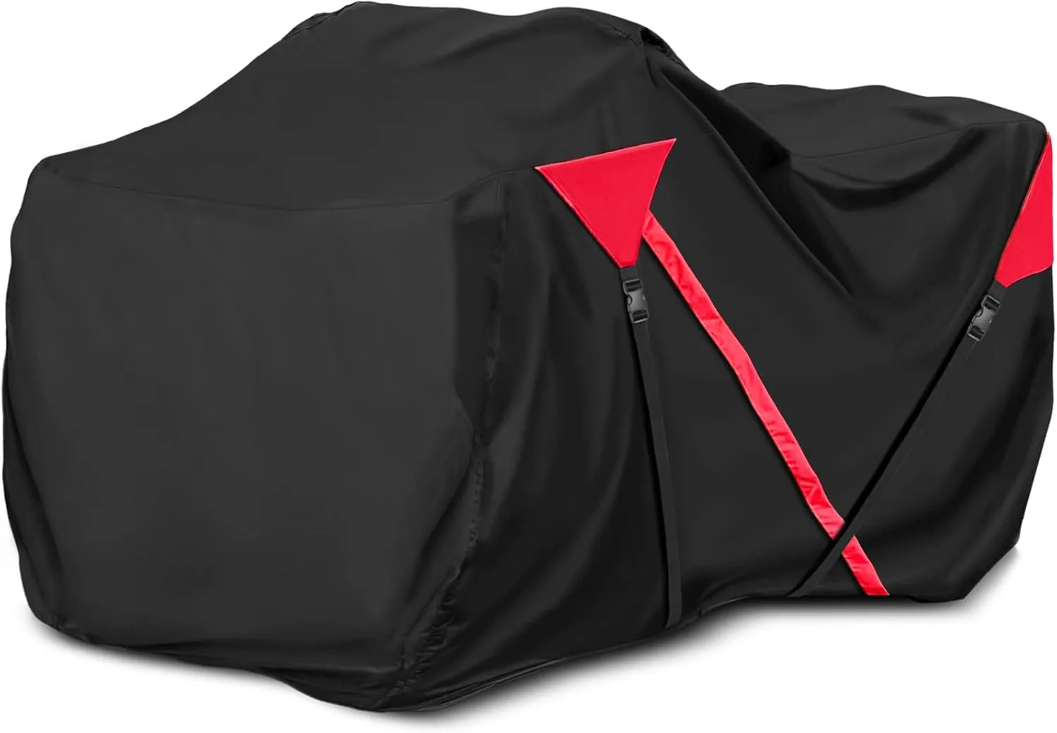 ATV Cover Waterproof, Quad Covers with Unique Zipper & Heavy Duty Windproof Buckle, All Weather Protection 4 Wheeler Covers fit for Kawasaki, Honda, Polaris, Yamaha, 103''(Black&Red)