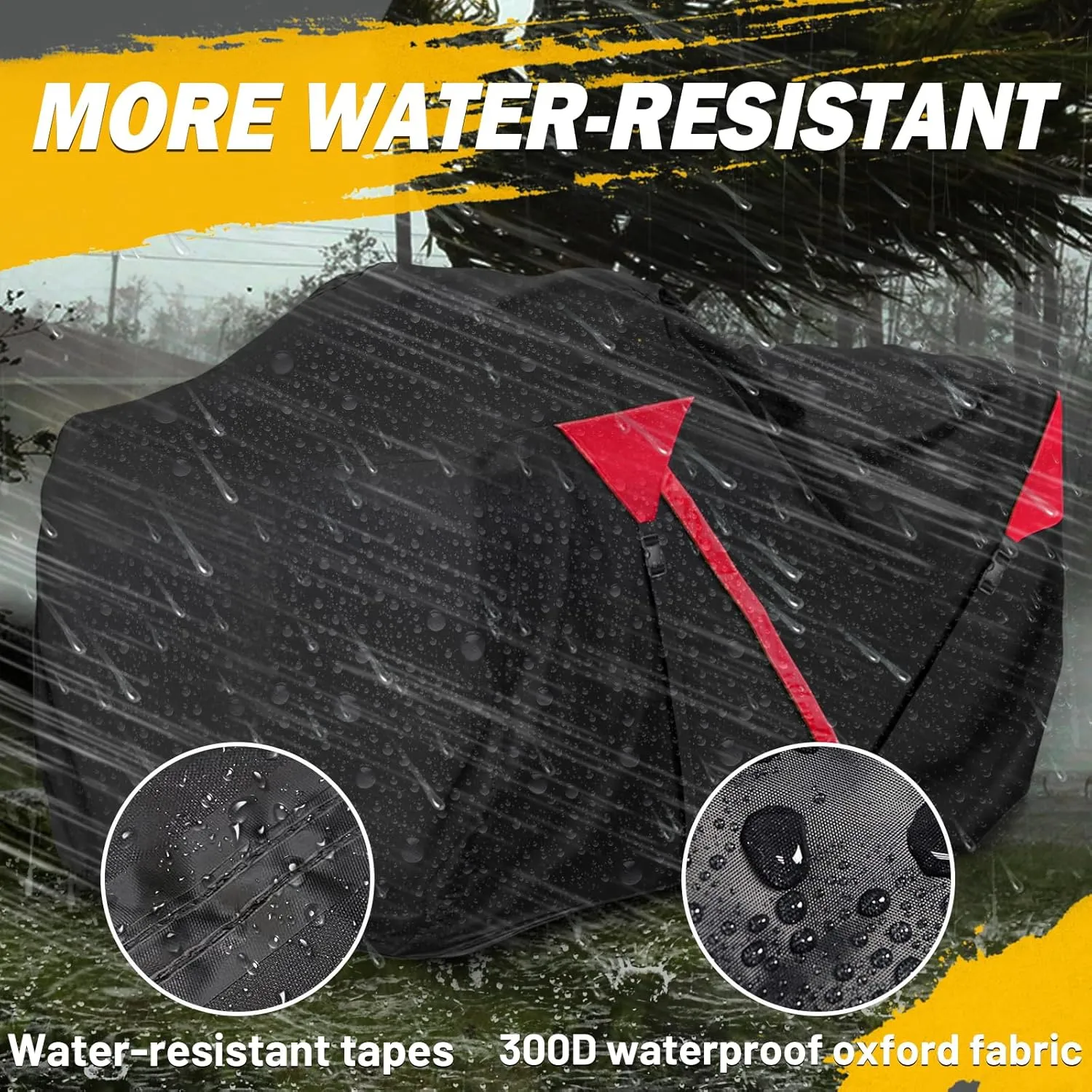 ATV Cover Waterproof, Quad Covers with Unique Zipper & Heavy Duty Windproof Buckle, All Weather Protection 4 Wheeler Covers fit for Kawasaki, Honda, Polaris, Yamaha, 103''(Black&Red)