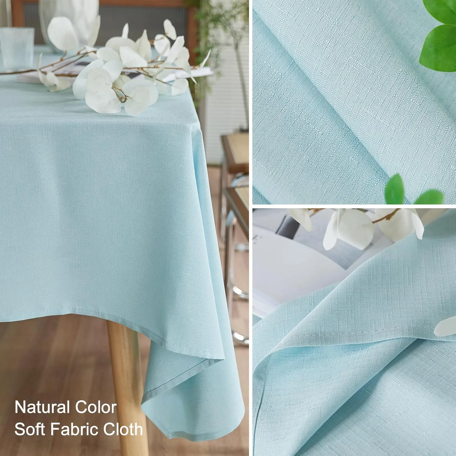 AUSSPVOCT 2 Pcs Textured Linen Table Cloth for Rectangle Table - 52x70 Inch Cloth Tablecloth Rectangular Waterproof Washable Fabric Dining Table Cover for Christmas Holiday Party Kitchen Decor