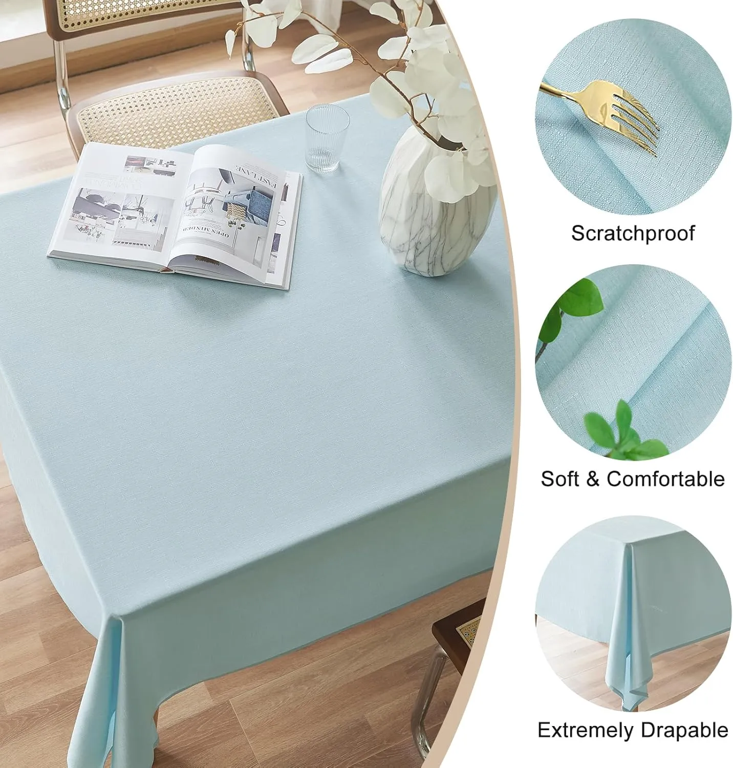 AUSSPVOCT 2 Pcs Textured Linen Table Cloth for Rectangle Table - 52x70 Inch Cloth Tablecloth Rectangular Waterproof Washable Fabric Dining Table Cover for Christmas Holiday Party Kitchen Decor