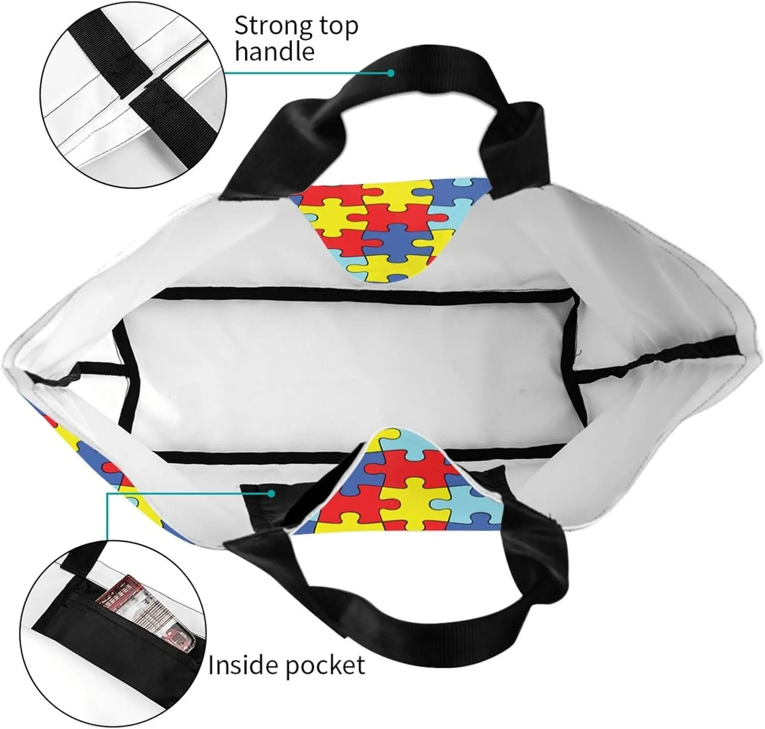 Autism Awareness Tote Bag for Women Mother Teacher,Reusable Shopping Grocery Bag Shoulder Bags