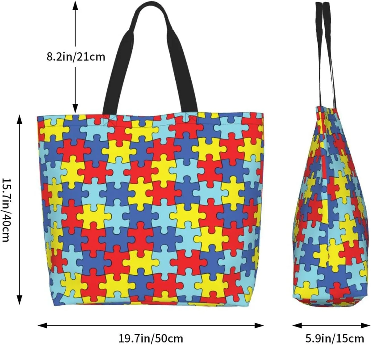 Autism Awareness Tote Bag for Women Mother Teacher,Reusable Shopping Grocery Bag Shoulder Bags