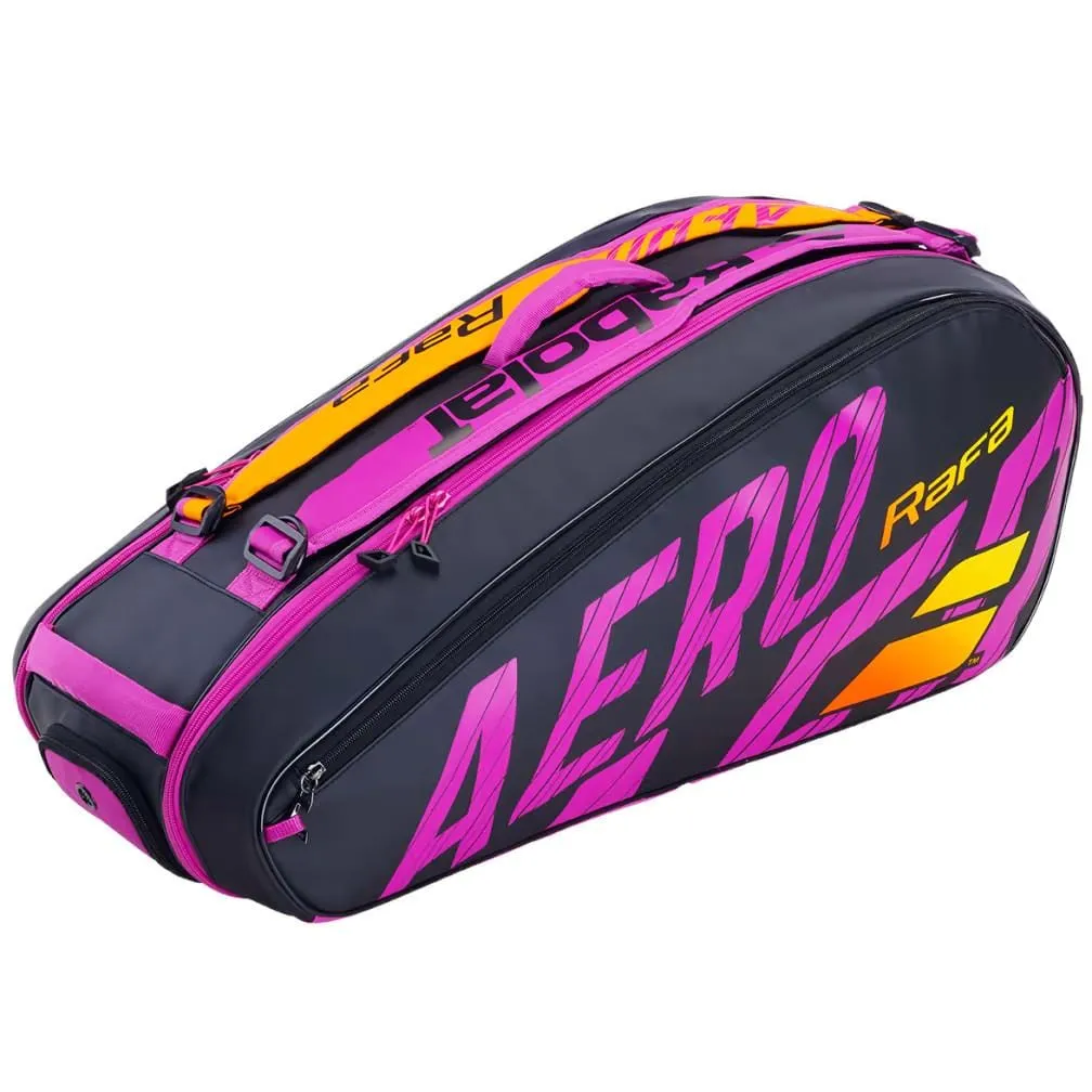 Babolat RH6 Pure Aero RAFA 6 Racket Tennis Bag - Black / Orange / Purple
