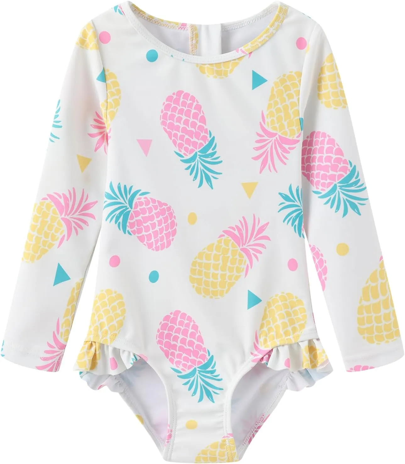 Baby and Toddler Girls One Piece Rash Guard Swimsuits for Girls Long Sleeve Swim Shirts with Sun Protection