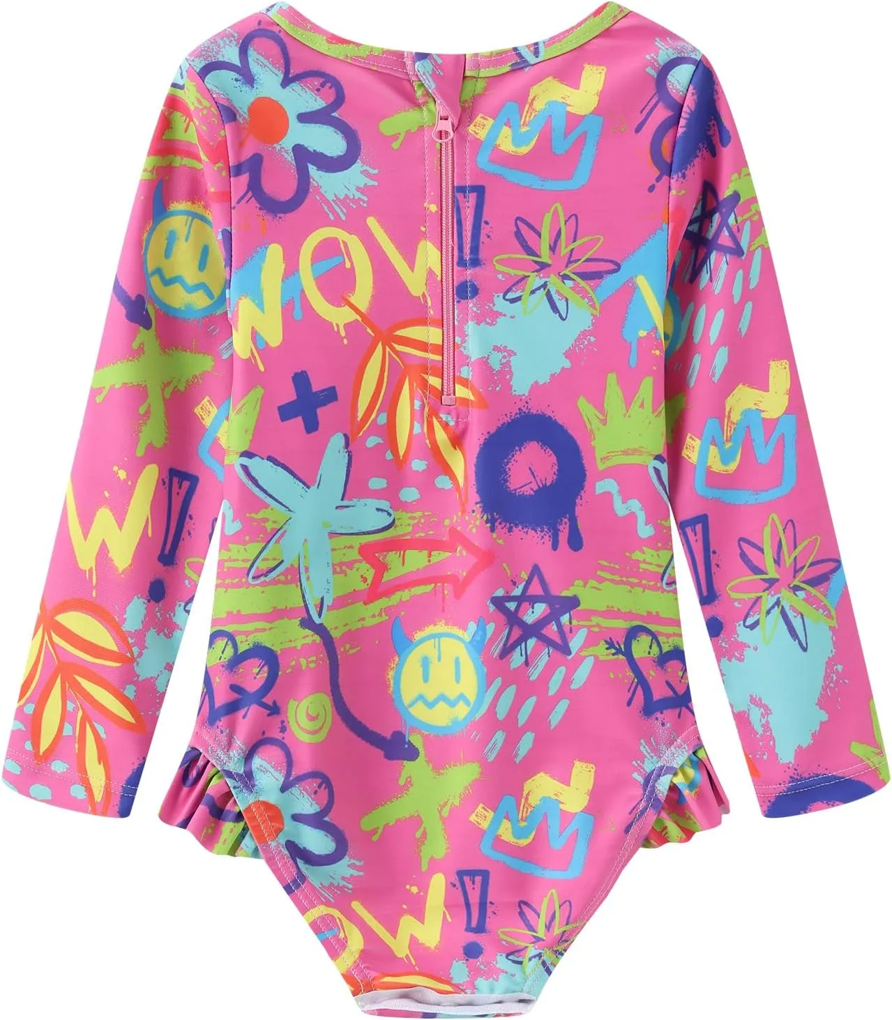 Baby and Toddler Girls One Piece Rash Guard Swimsuits for Girls Long Sleeve Swim Shirts with Sun Protection