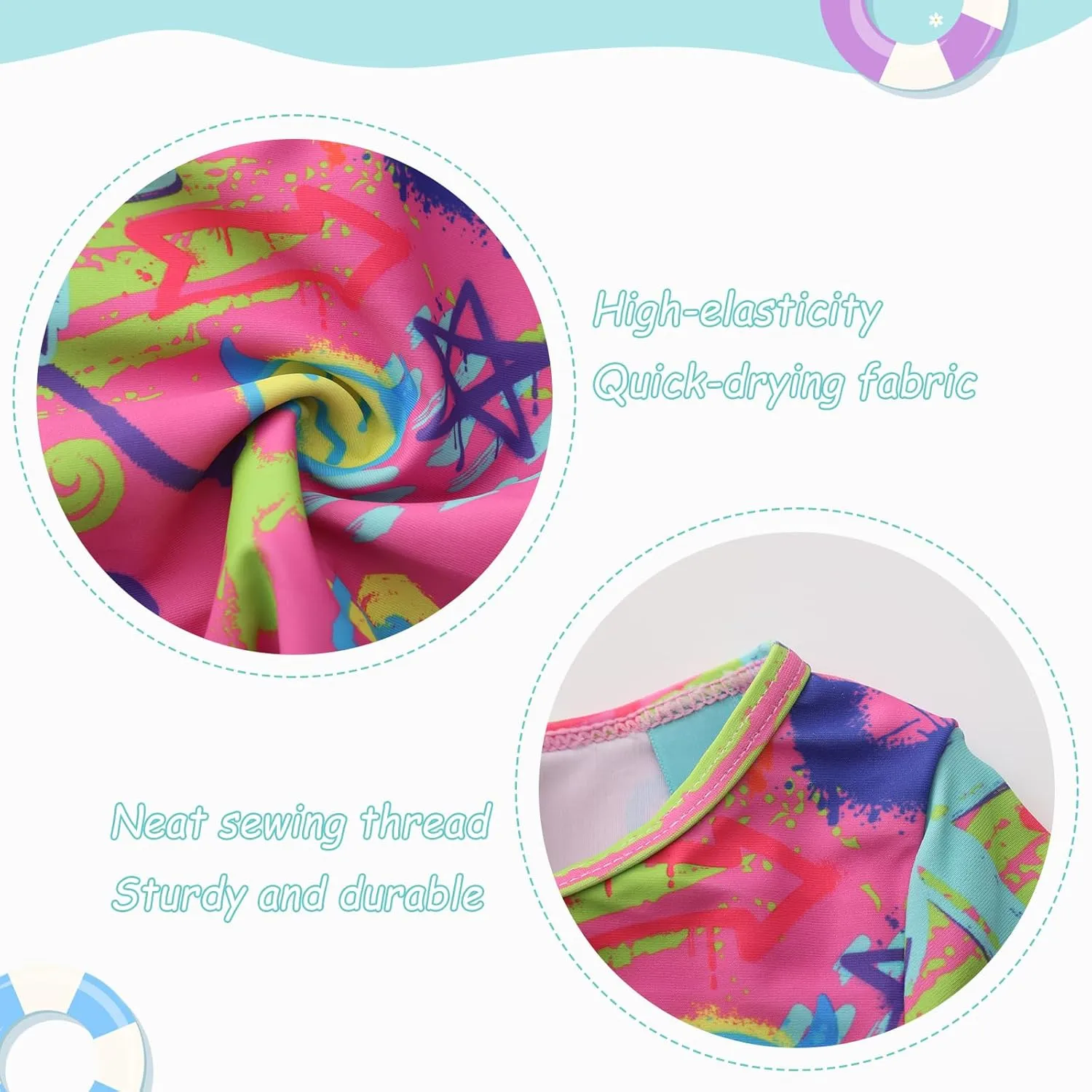 Baby and Toddler Girls One Piece Rash Guard Swimsuits for Girls Long Sleeve Swim Shirts with Sun Protection