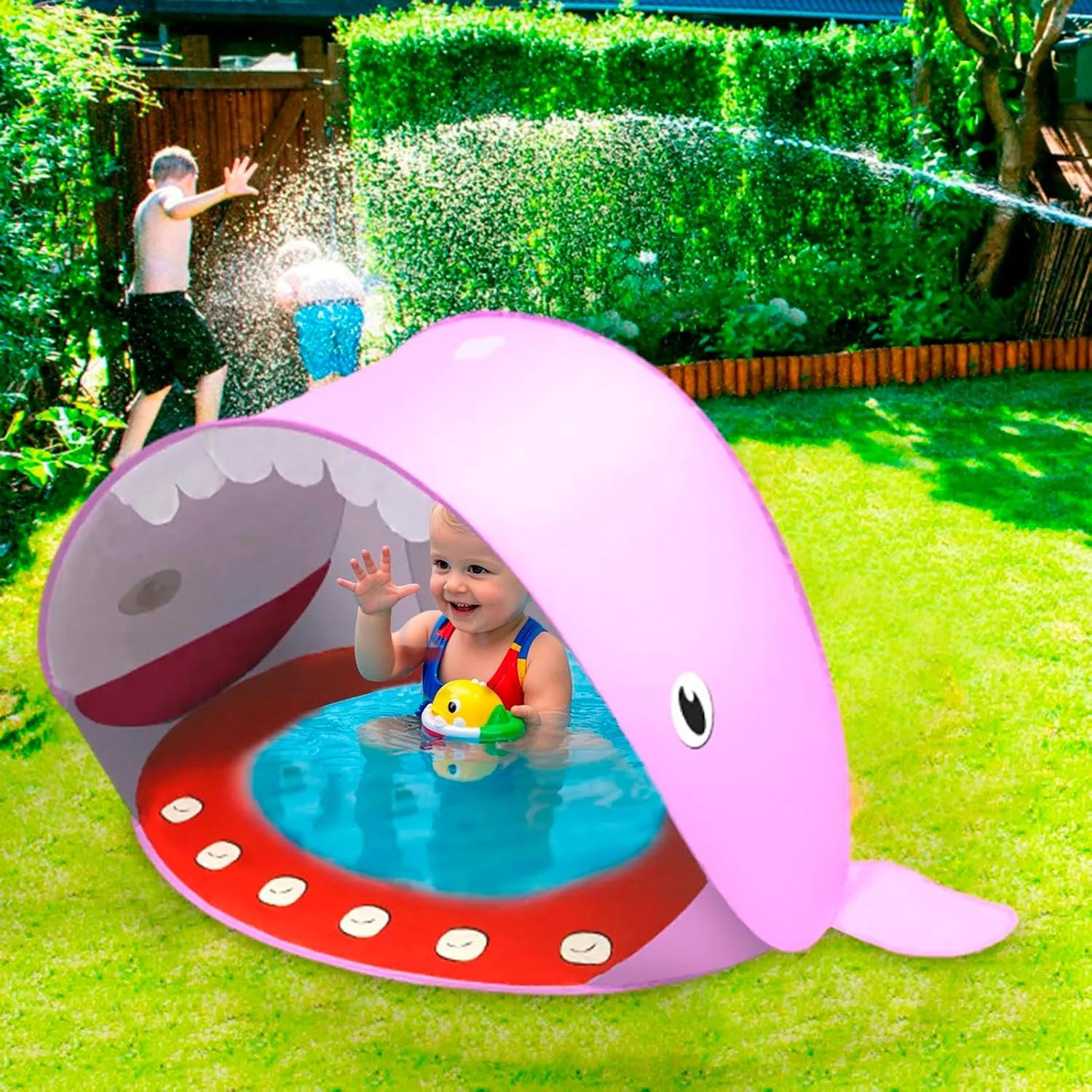 Baby Beach Tent Pop Up, Portable Pop Up Infant Ball Pit Tent, Toddler Wading Pool, Outdoor Shelter Sun Shade Must Haves Essentials Accessories, Perfect for Summer Beach Fun (Red)