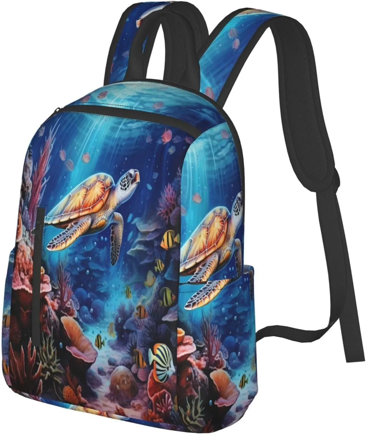 Backpack For Women Men Marine Animals Sea Turtles Tarfish Bookbag Lightweight Travel Casual Daypack Water Resistant Outdoor Hiking Sport Rucksack
