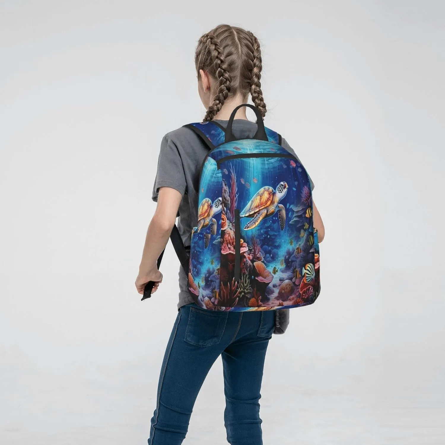 Backpack For Women Men Marine Animals Sea Turtles Tarfish Bookbag Lightweight Travel Casual Daypack Water Resistant Outdoor Hiking Sport Rucksack