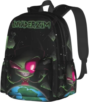 Backpacks Invader Anime Zim Adjustable Laptop Backpack Double Shoulder Bag for Women Men Climbing Shopping Work