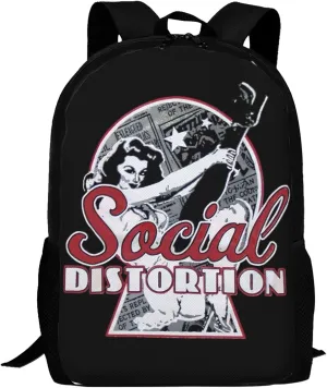 Backpacks Social Rock Distortion Band Double Shoulder Bag 15 Inchs Laptop Backpack for Camping Travle Work Hiking Women Men Gifts