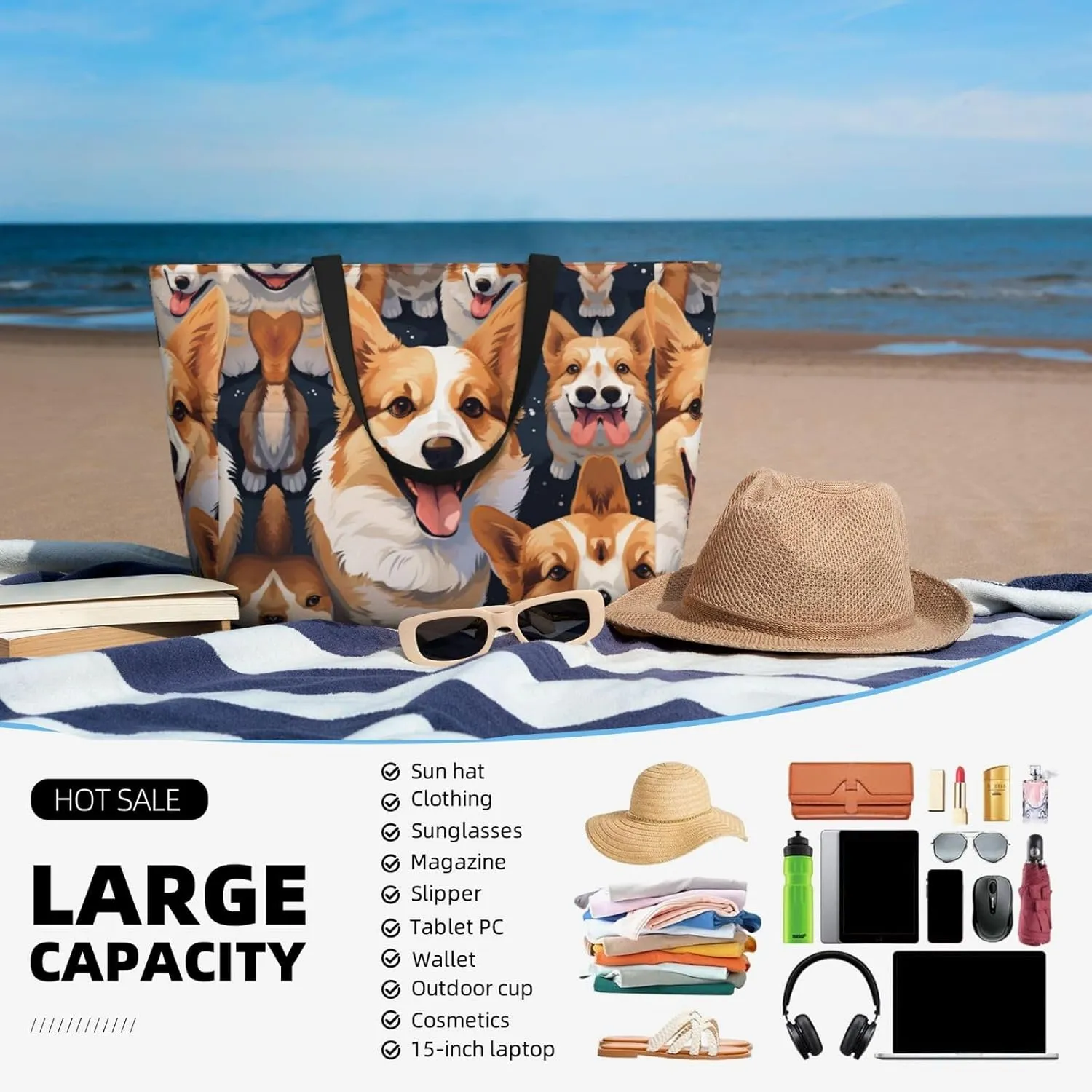 Bad Boy Red Wolf Spacious Large Capacity Beach Travel Bag - Foldable Beach Bag Tote Bag With Zipper