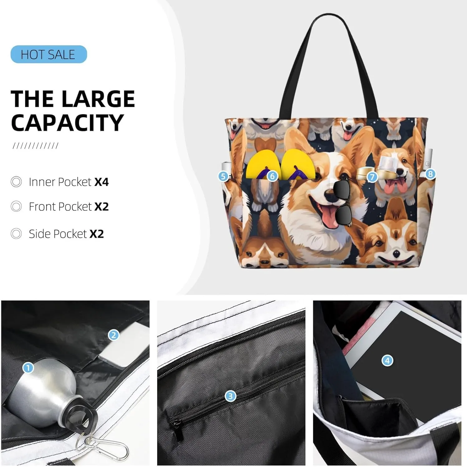Bad Boy Red Wolf Spacious Large Capacity Beach Travel Bag - Foldable Beach Bag Tote Bag With Zipper