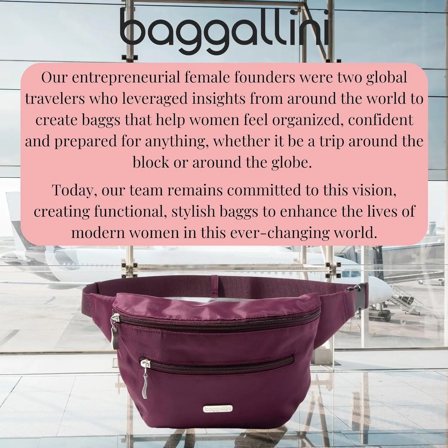 Baggallini Essential Belt Bag-9x6 Crossbody Fanny Waist Pack W/RFID & Adjustable Strap