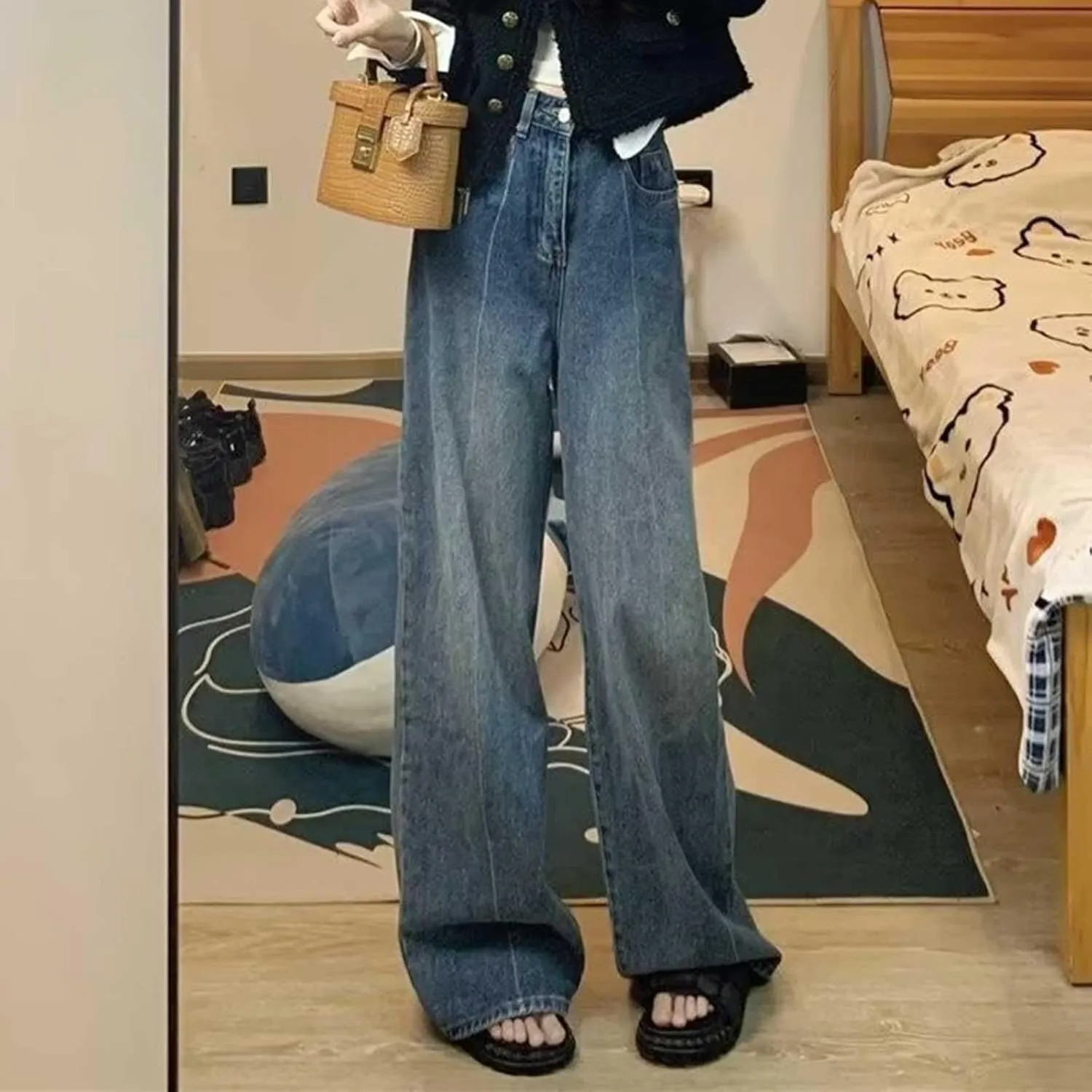 Baggy Jeans for Women Y2K High Street Pants Vintage Jeans Aesthetic Clothing Teen Girls Streetwear Hiphop