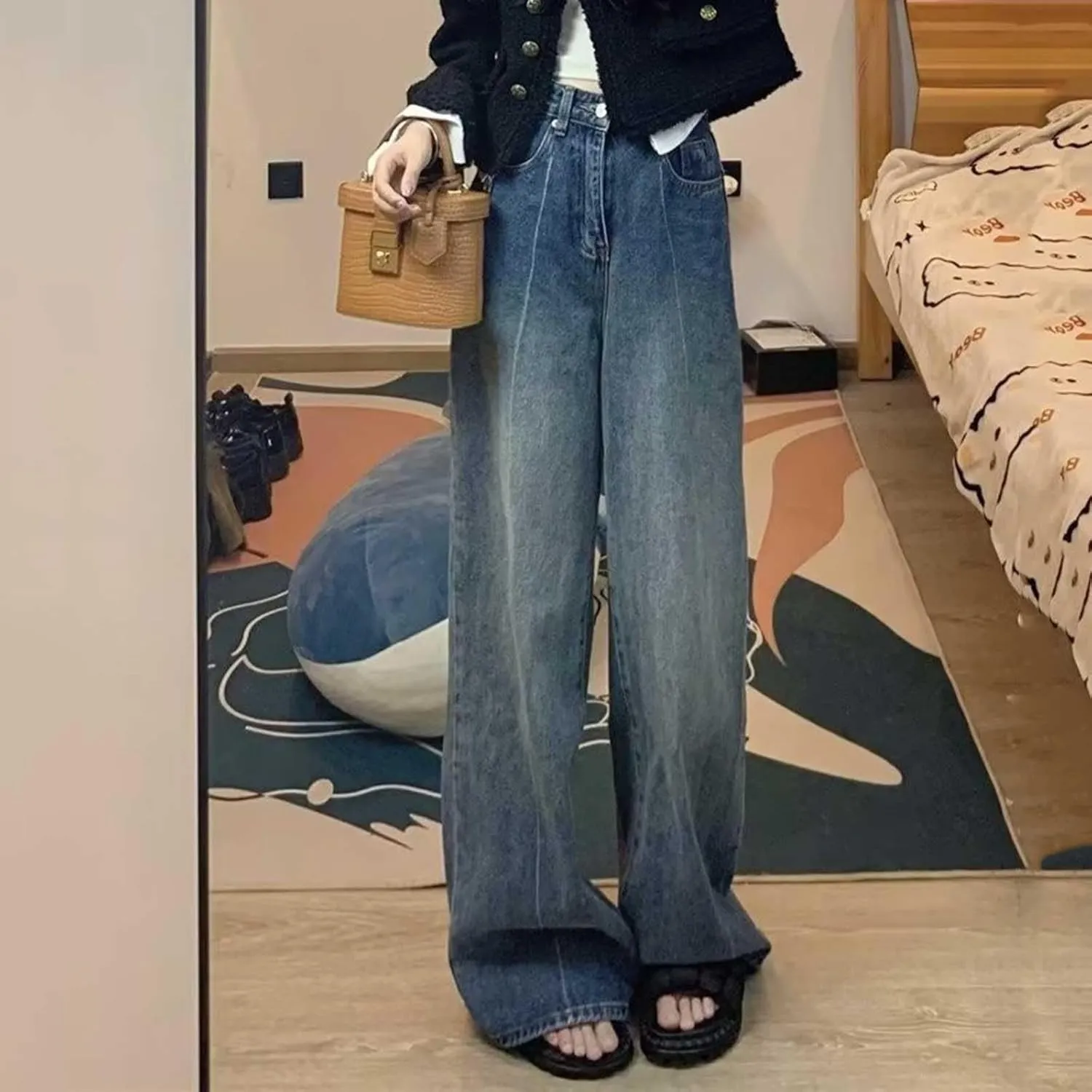 Baggy Jeans for Women Y2K High Street Pants Vintage Jeans Aesthetic Clothing Teen Girls Streetwear Hiphop