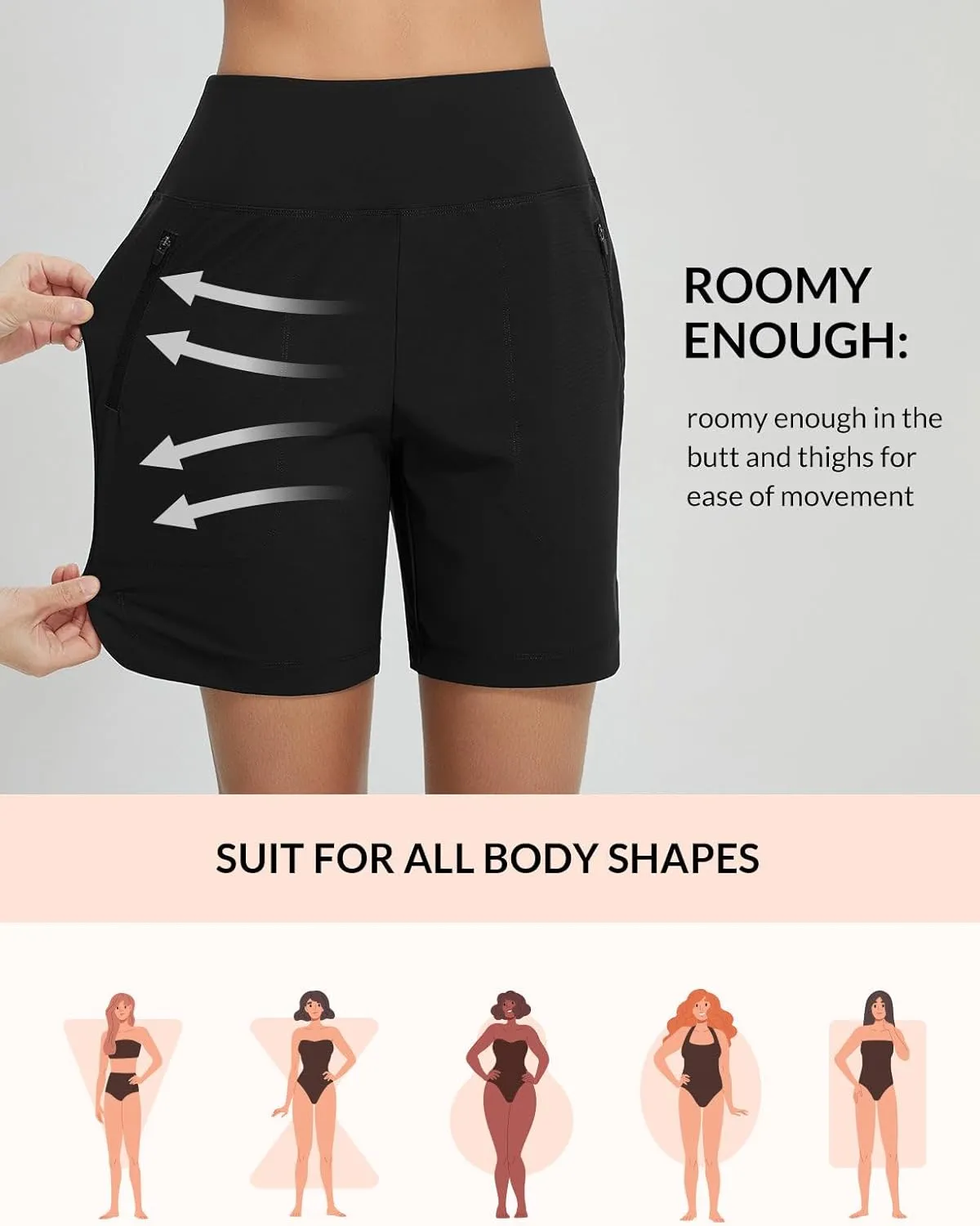 baleaf Women's 3"/5"/ 7" High Waisted Swim Board Shorts Quick Dry Swimsuits Bottoms Trunks with Pockets