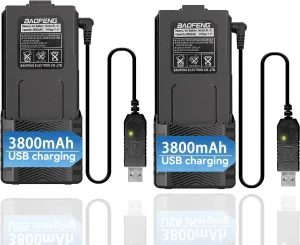 BAOFENG UV-5R Battery BL-5L 3800mAh Li-ion Battery Pack with USB Charging for UV-5X3 BF-F8HP UV-5RPro and UV-5R Radios (2 Pack) (2)