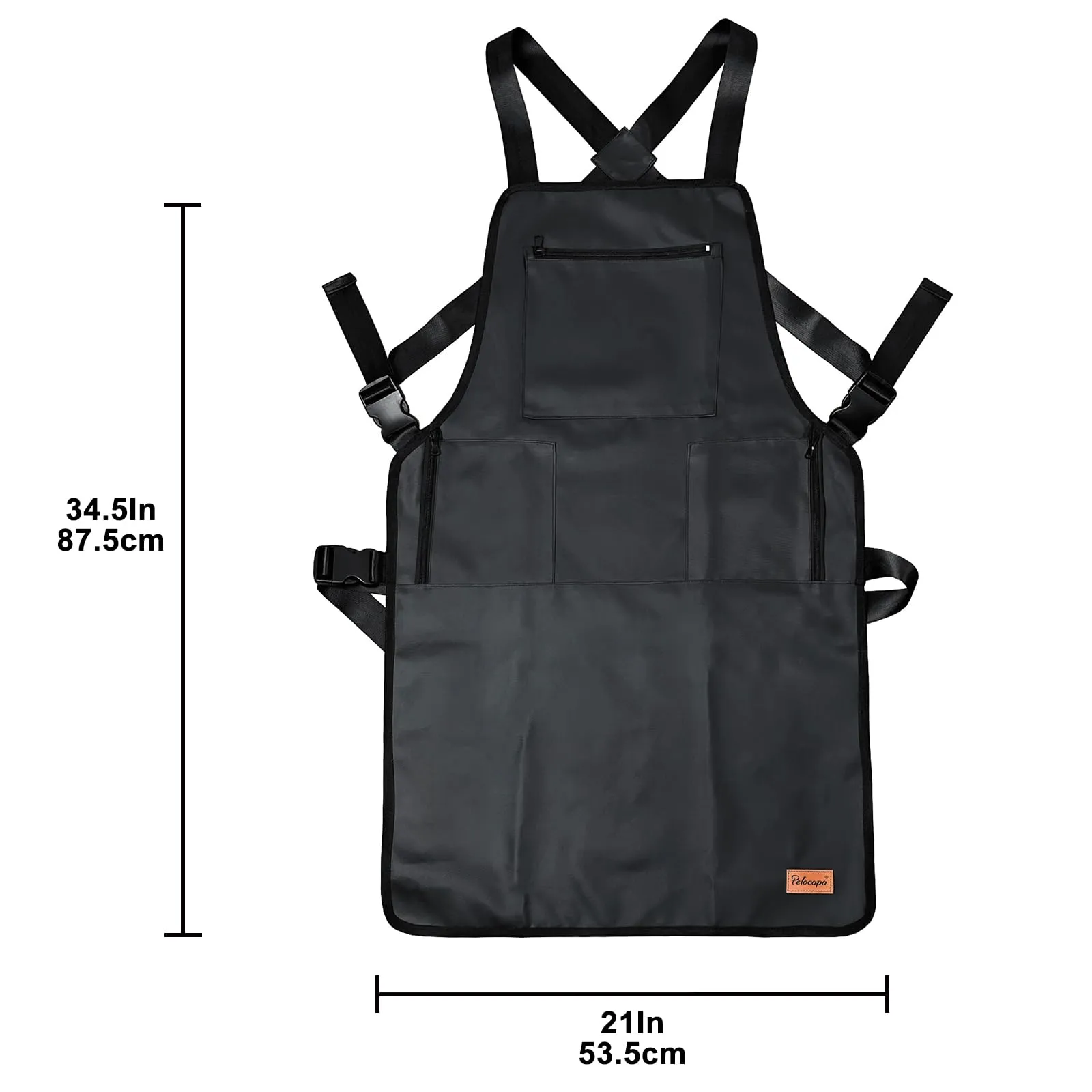Barber Apron Hair Stylists Tools Apron Professional Waterproof Haircutting Apron with 3 Pockets, Black Universal