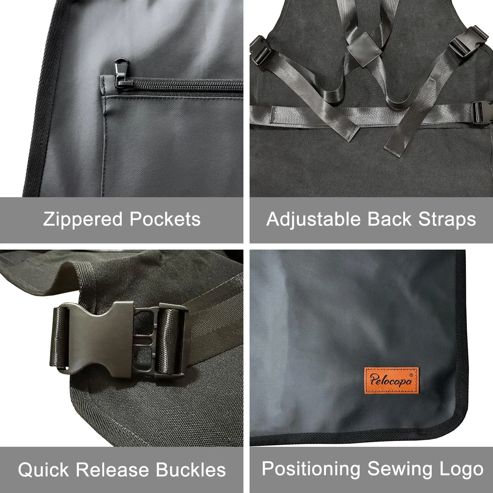 Barber Apron Hair Stylists Tools Apron Professional Waterproof Haircutting Apron with 3 Pockets, Black Universal