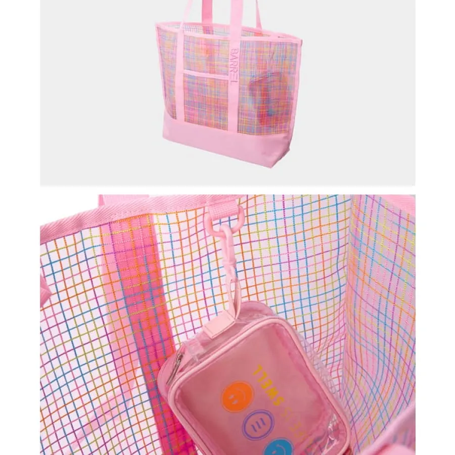 Barrel Surfer Mesh Beach Bag-PINK