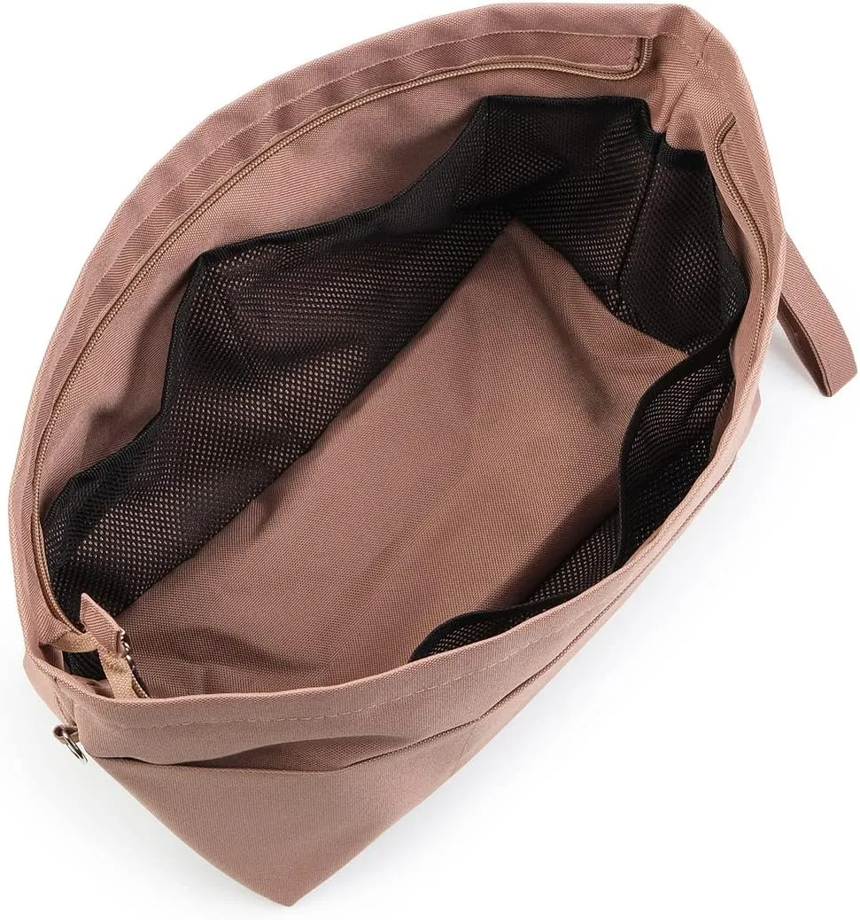 BARVEN Purse Oxford Organizer Insert for Handbag Repels Dirt Sturdy Durable Bag Organizer with Zipper 10 Pockets for Speedy and Neverfull (Beige, Large)