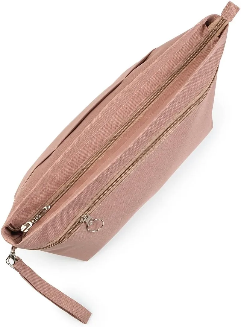 BARVEN Purse Oxford Organizer Insert for Handbag Repels Dirt Sturdy Durable Bag Organizer with Zipper 10 Pockets for Speedy and Neverfull (Beige, Large)