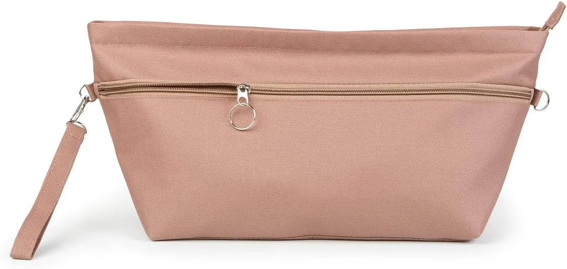 BARVEN Purse Oxford Organizer Insert for Handbag Repels Dirt Sturdy Durable Bag Organizer with Zipper 10 Pockets for Speedy and Neverfull (Beige, Large)