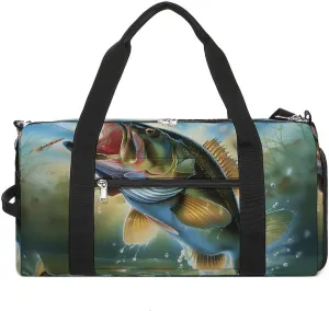 Bass Fishing Gym Bag for Men Women Lightweight Duffel Bag Sports Workout Bag for Travel Yoga