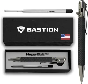 BASTION® Luxury Carbon Fiber Bolt Action Pen, Durable Professional Ballpoint Pen for Travel, School and Work Birthday Gift Idea - Stainless Steel
