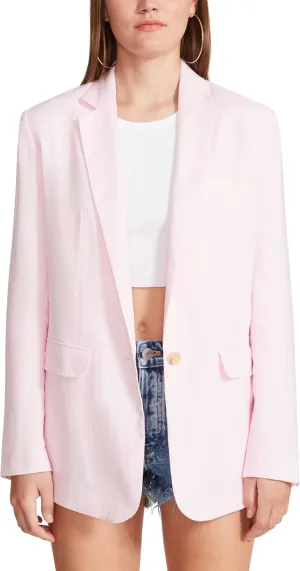 BB DAKOTA womens Linen on the Edge Blazer, Pink Tulle, Small US