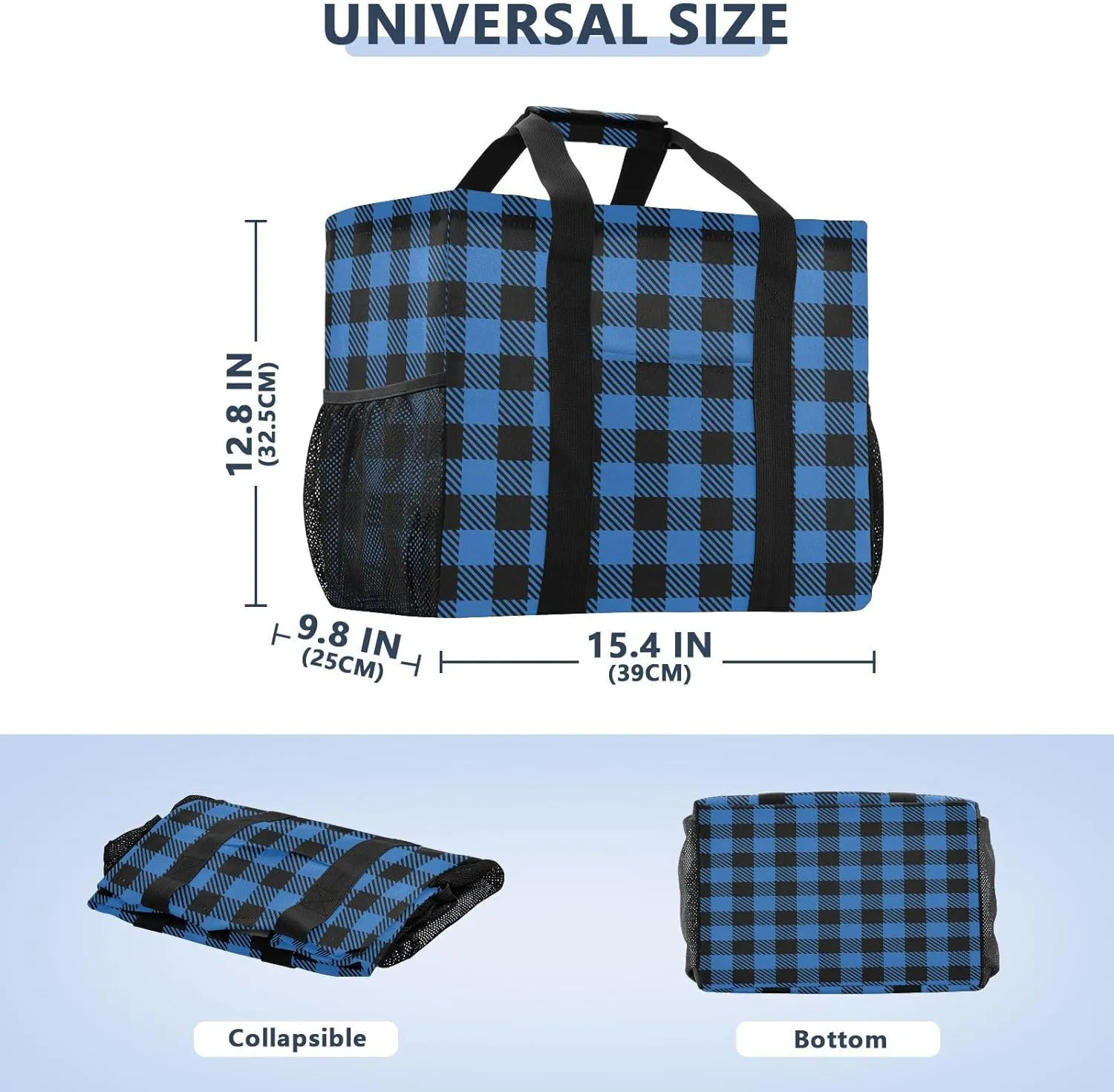 Beach Bag for Women Buffalo Plaid Check Red Sandproof Pool Bags Large Canvas Tote Bag with Pocket for Pool Travel Gym Beach