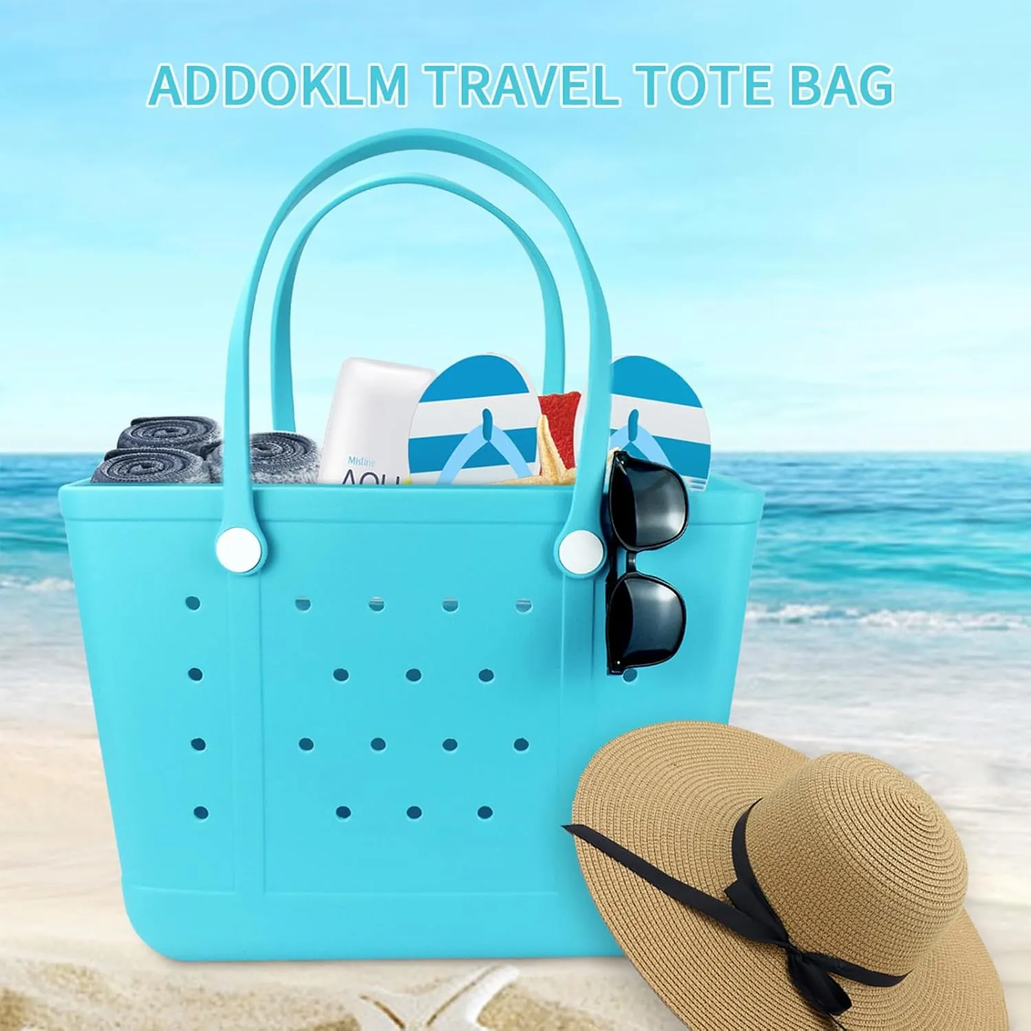 Beach Tote Bag for Women, Rubber Beach Bag Waterproof Sandproof, Extra Large EVA Tote Bag Boat Bag