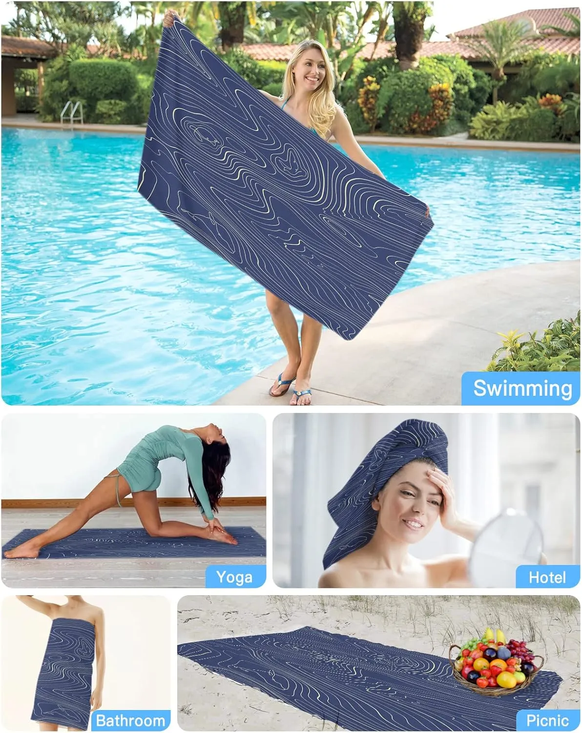 Beach Towel for Kids Adults, Abstract Style Purple Simple Line Mountain Range Extra Large Towels Blanket Picnic Blanket Swim Pool Towel Soft Beach Towels Travel Beach Towel 35x71in