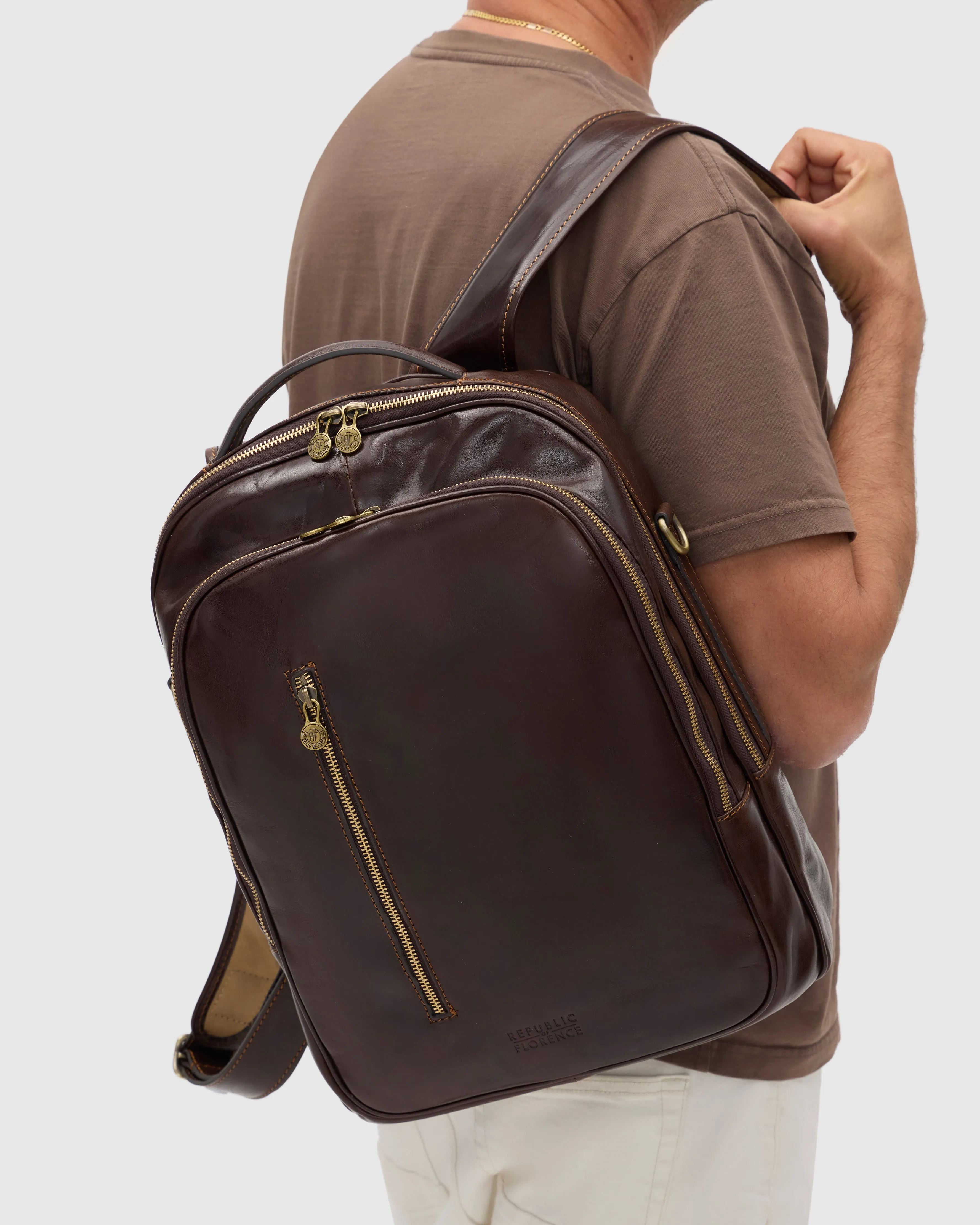 Belfast Chocolate Leather Backpack