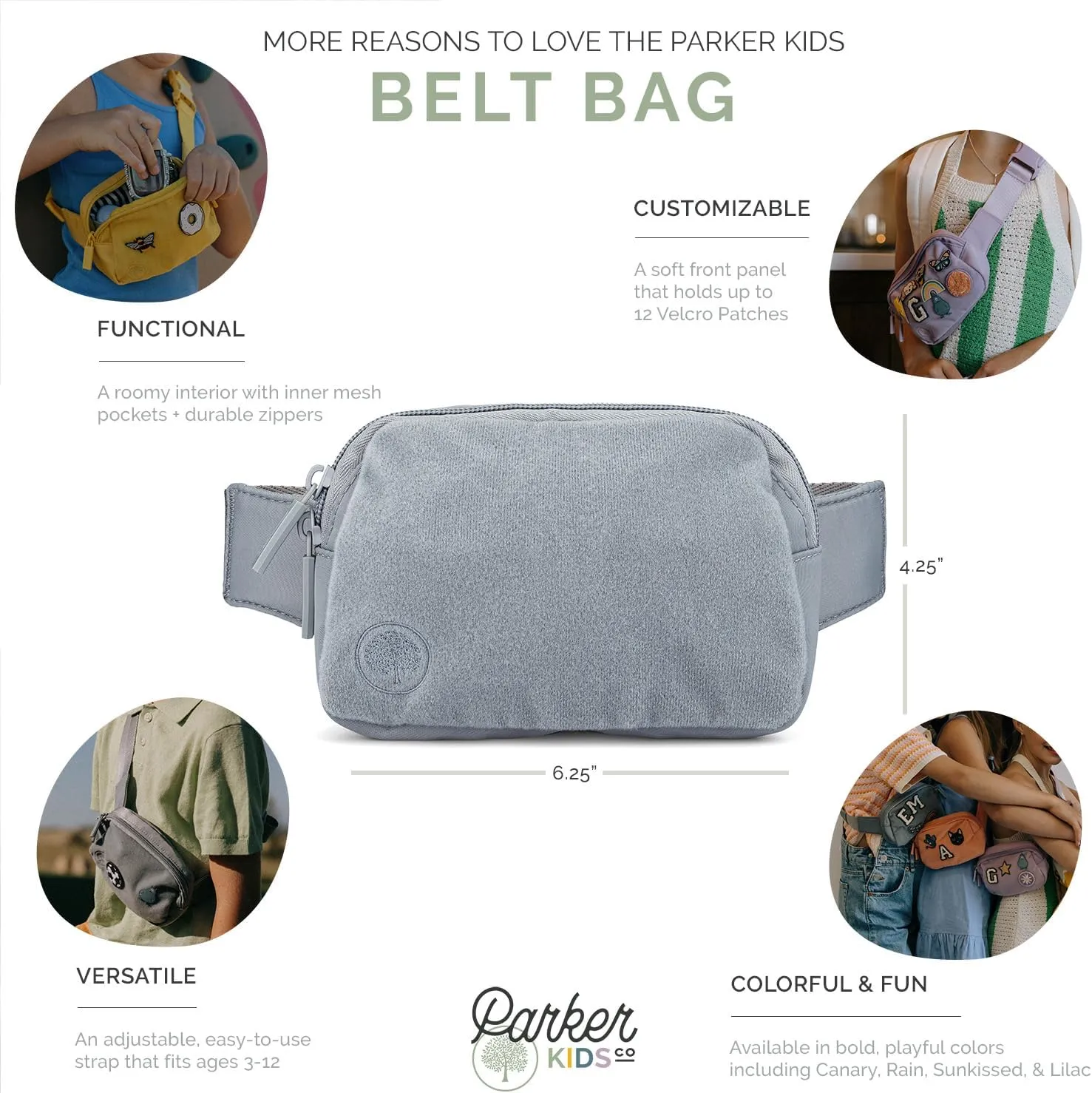 Belt Bag for Girls and Boys - Customizable with Hook and Loop Patches - Child Fanny Pack with Adjustable Strap - Durable Crossbody for Active Children - Canary
