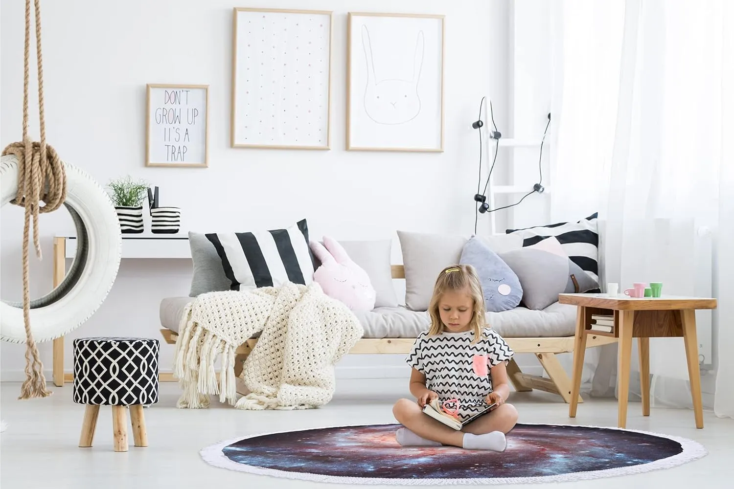 Benefeet Sox Beach Towel Large Round Beach Blanket Microfiber Quick Dry Beach Towels Tassels Throw Bohemian Roundie Swim Pool Circle Towel, 59 Inches-Galaxy