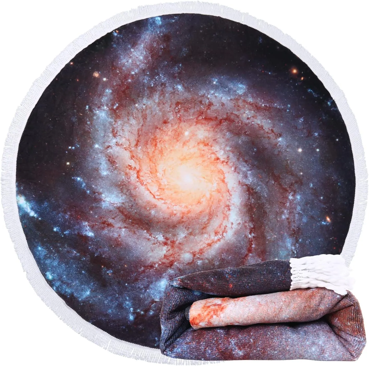 Benefeet Sox Beach Towel Large Round Beach Blanket Microfiber Quick Dry Beach Towels Tassels Throw Bohemian Roundie Swim Pool Circle Towel, 59 Inches-Galaxy