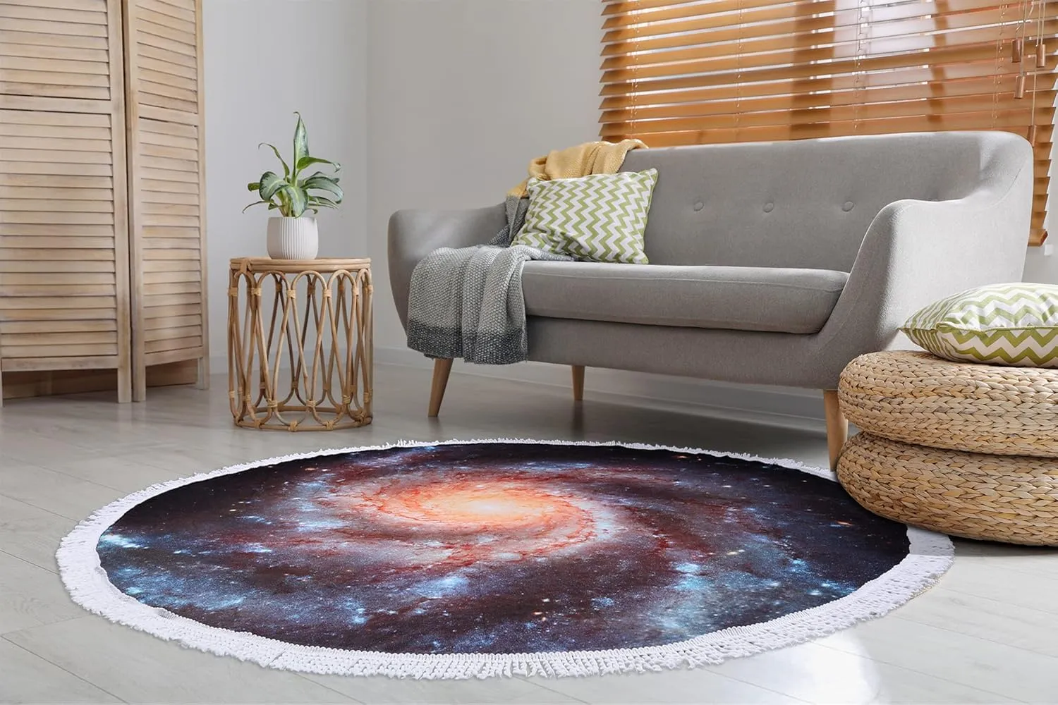 Benefeet Sox Beach Towel Large Round Beach Blanket Microfiber Quick Dry Beach Towels Tassels Throw Bohemian Roundie Swim Pool Circle Towel, 59 Inches-Galaxy