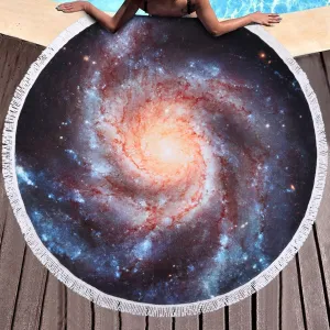 Benefeet Sox Beach Towel Large Round Beach Blanket Microfiber Quick Dry Beach Towels Tassels Throw Bohemian Roundie Swim Pool Circle Towel, 59 Inches-Galaxy