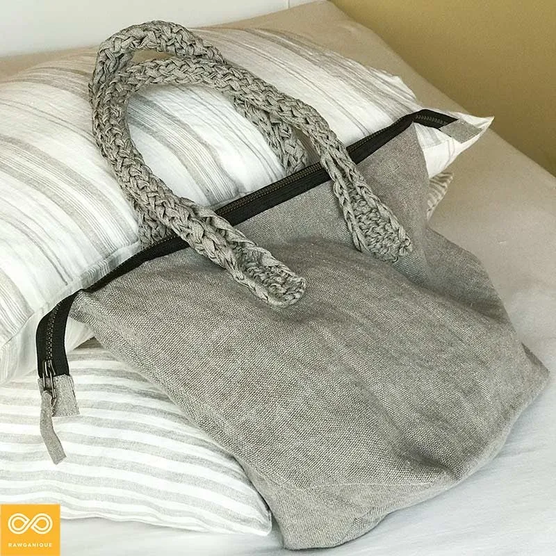 Bespoke Handmade 100% Organic French Linen Handbag (CLAREMONT)