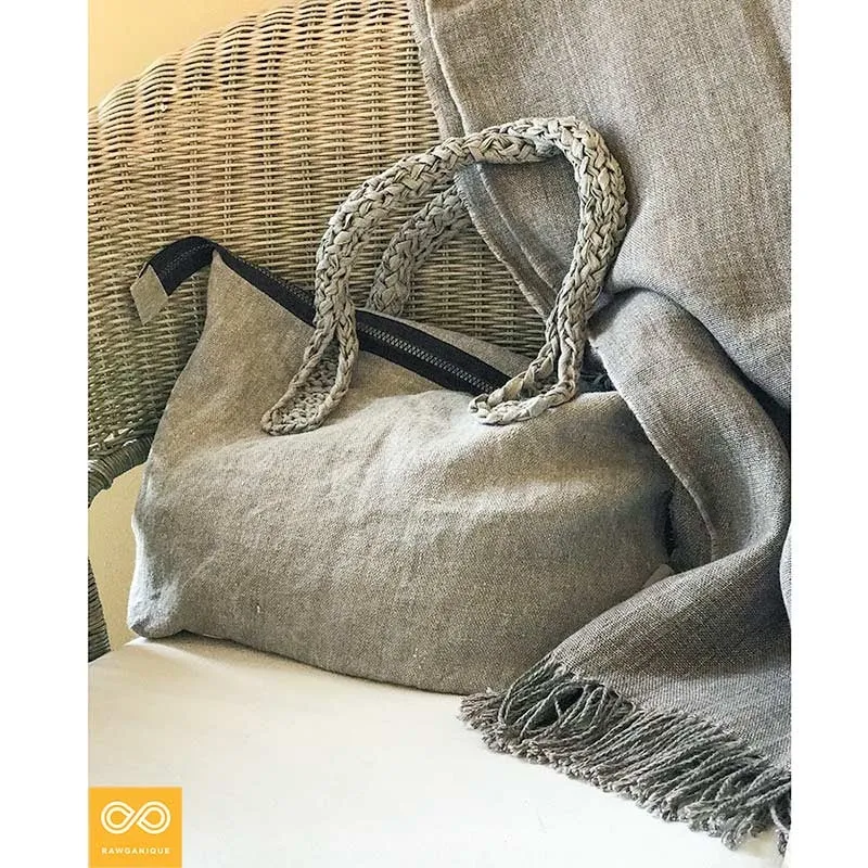 Bespoke Handmade 100% Organic French Linen Handbag (CLAREMONT)
