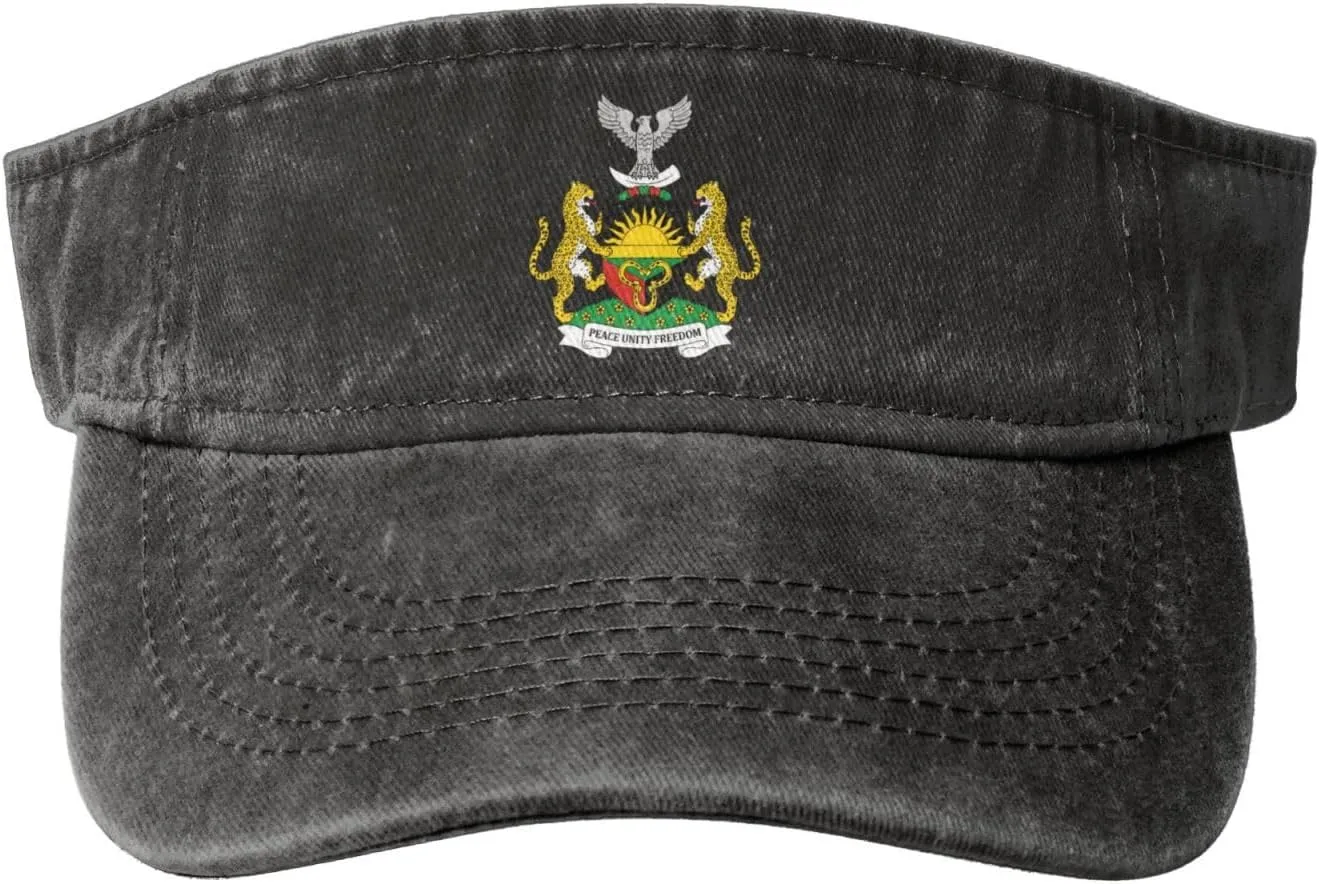 Biafra Coat of Arms Washed Denim Visor Hat for Men & Women, Adjustable Sun Cap with UV Protection