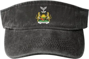 Biafra Coat of Arms Washed Denim Visor Hat for Men & Women, Adjustable Sun Cap with UV Protection