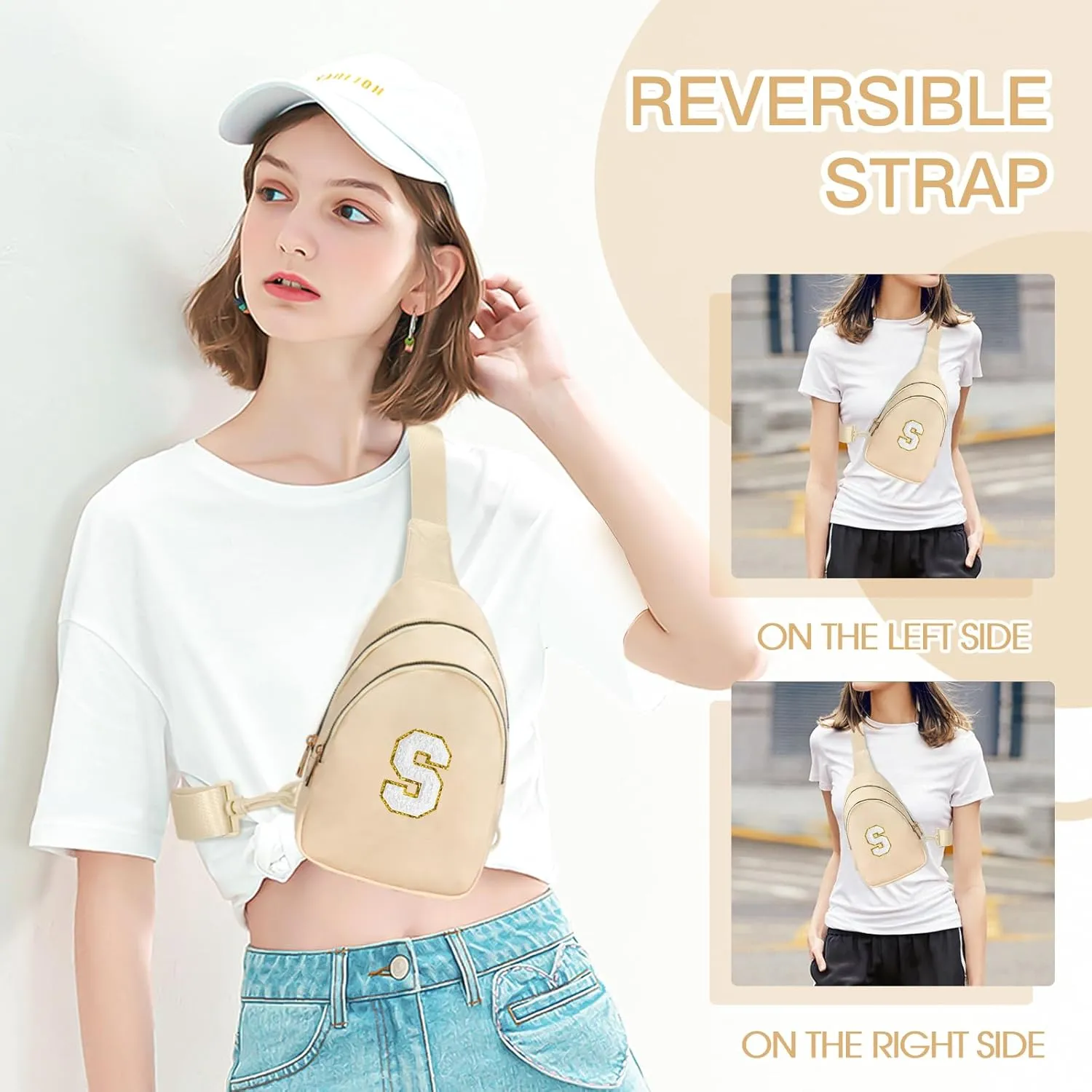 Birthday Gifts for 7 8 9 10 11 12 13 Year Old Girls Small Initial Sling Bag Cross Body Bag Fanny Pack for Girls
